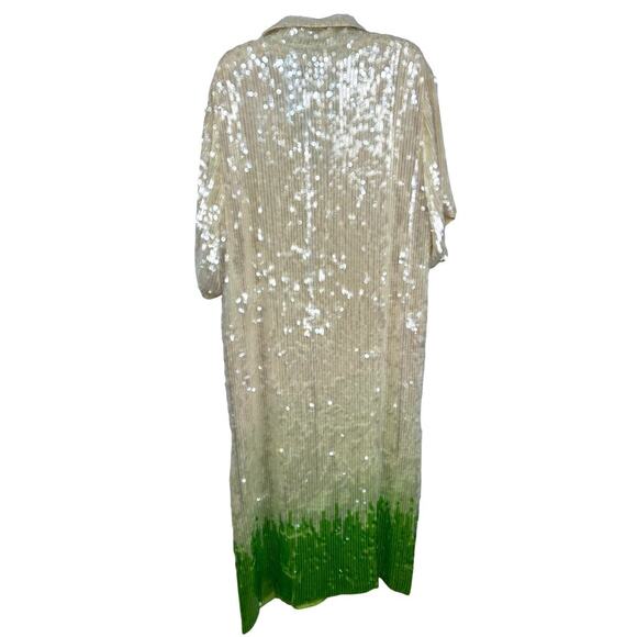 Anthropologie Dhruv Kapoor Short-Sleeve Collared Sequin Midi Dress Sze Small NWT - Picture 4 of 15